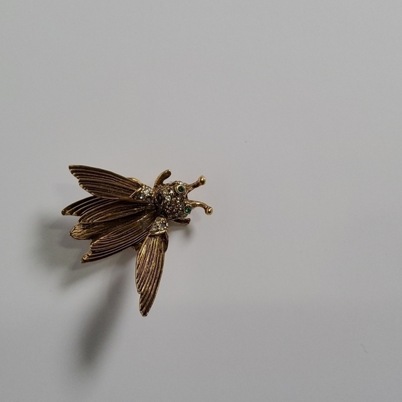 Pauline Rader Retro Rhinestone insect Brooch Signed - Picture 1 of 5